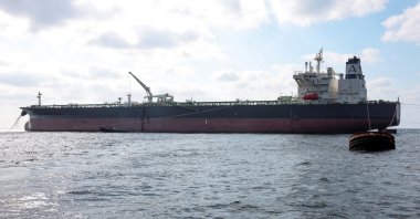 Crude oil tanker Nissos Christiana, the first ship to transport oil from Syria since the fall of Bashar Assad’s regime, is anchored in the port of Tartus, Syria, Sept. 1, 2025.  (Reuters Photo)