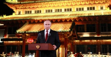 Russian President Vladimir Putin speaks during a press conference, at the end of his visit to China for the Tianjin SCO Summit and the military parade to mark the 80th anniversary of the end of World War Two, in Beijing, China, Sept. 3, 2025. (Sputnik/Vladimir Smirnov/Pool via Reuters)