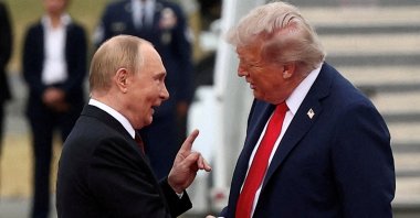 U.S. President Donald Trump shakes hand with Russian President Vladimir Putin, as they meet to negotiate for an end to the war in Ukraine, at Joint Base Elmendorf-Richardson in Anchorage, Alaska, U.S., Aug.15, 2025. (Reuters File Photo)