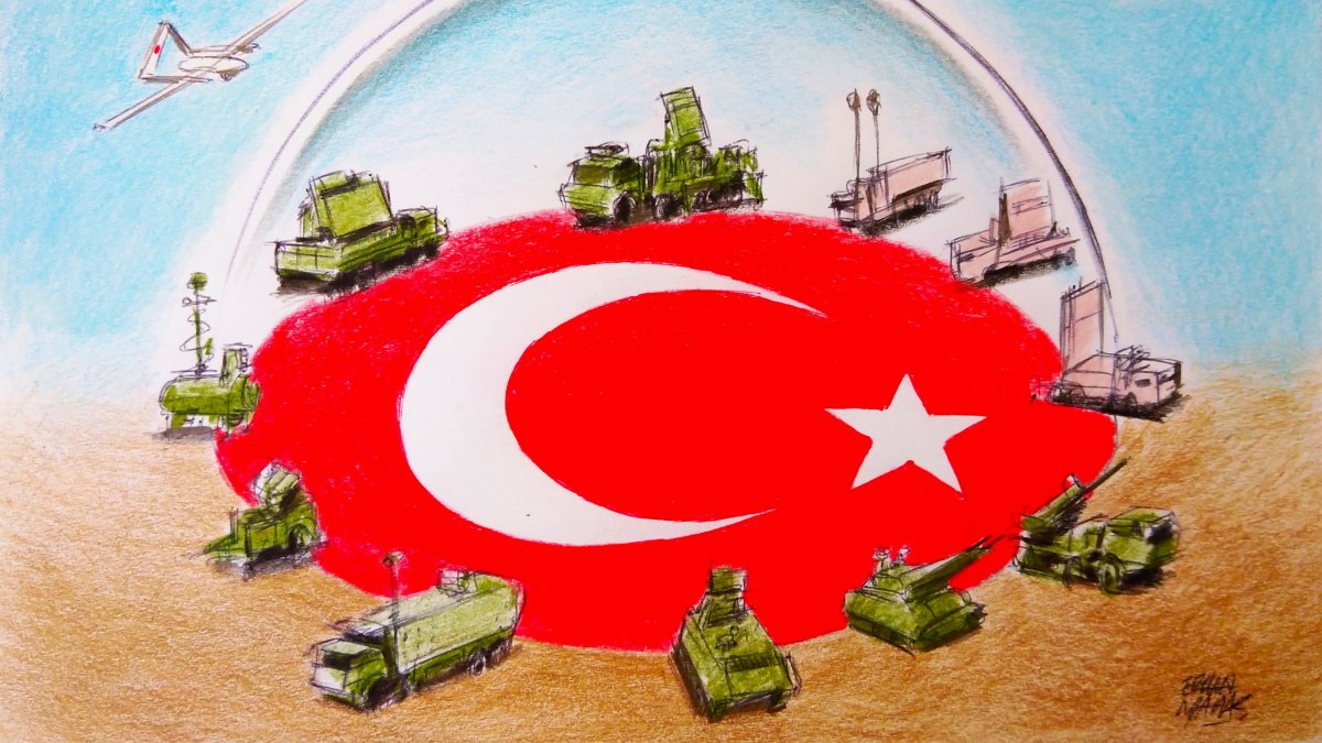 &quot;The introduction of the AI-supported &#039;Steel Dome&#039; command-and-control software represents not just another technological upgrade but a paradigm shift in Türkiye’s air defense architecture.&quot; (Illustration by ErhanYalvaç)