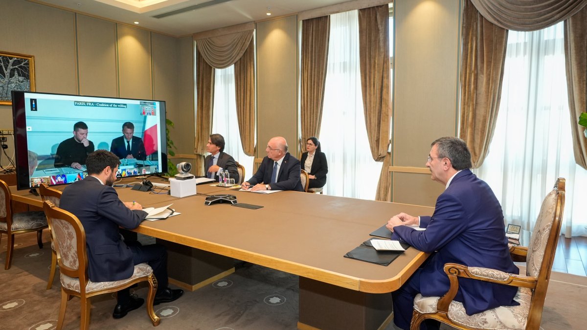 Vice President Cevdet Yılmaz attends the Coalition of Willing Summit online, Ankara, Türkiye, Sept. 4, 2025. (AA Photo)