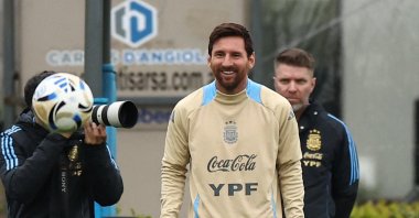 Argentina&#039;s Lionel Messi during training ahead of the World Cup CONMEBOL qualifiers match against Venezuela, Buenos Aires, Argentina, Sept. 2, 2025. (Reuters Photo)