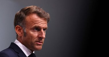 France&#039;s President Emmanuel Macron attends a joint press conference with German Chancellor Friedrich Merz (not pictured) as part of the 25th Franco-German cabinet meeting and a meeting of the Franco-German Defense and Security Council (CFADS) in Toulon, southeastern France, Aug. 29, 2025. (AFP Photo)