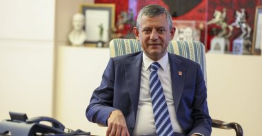The Republican People’s Party (CHP) Chair Özgür Özel is seen during a meeting with Good Party (IP) leader Müsavat Dervişoğlu at his office at the CHP headquarters, the capital Ankara, Türkiye, Sept. 4, 2025. (DHA Photo)