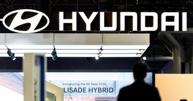 Hyundai signage is seen at the New York International Auto Show Press Preview in New York City, U.S., April 16, 2025. (Reuters Photo)