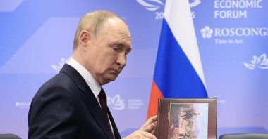 Russian President Vladimir Putin meets with Primorye Territory Governor Oleg Kozhemyako on the sidelines of the 2025 Eastern Economic Forum (EEF), Vladivostok, Russia, Sept. 5, 2025. (EPA Photo)