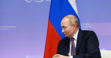 Russian President Vladimir Putin attends a meeting with Lao Prime Minister Sonexay Siphandone (not pictured) on the sidelines of the Eastern Economic Forum (EEF) at the Far Eastern Federal University in Vladivostok, Russia, Sept. 4, 2025. (EPA Photo)