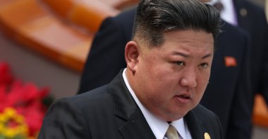 North Korean leader Kim Jong Un arrives to attend a military parade marking the 80th anniversary of victory in the Chinese People&#039;s War of Resistance against Japanese Aggression and the end of World War Two, in Tiananmen Square in Beijing, China, Sept. 3, 2025. (EPA Photo)