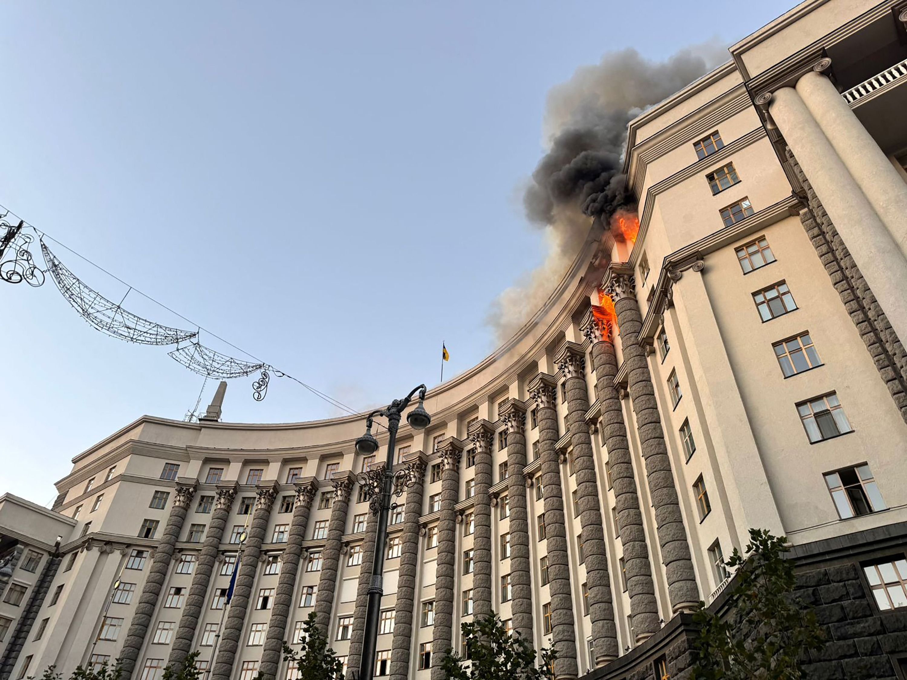 Govt building burns as Russia hits Kyiv in war's biggest air attack
