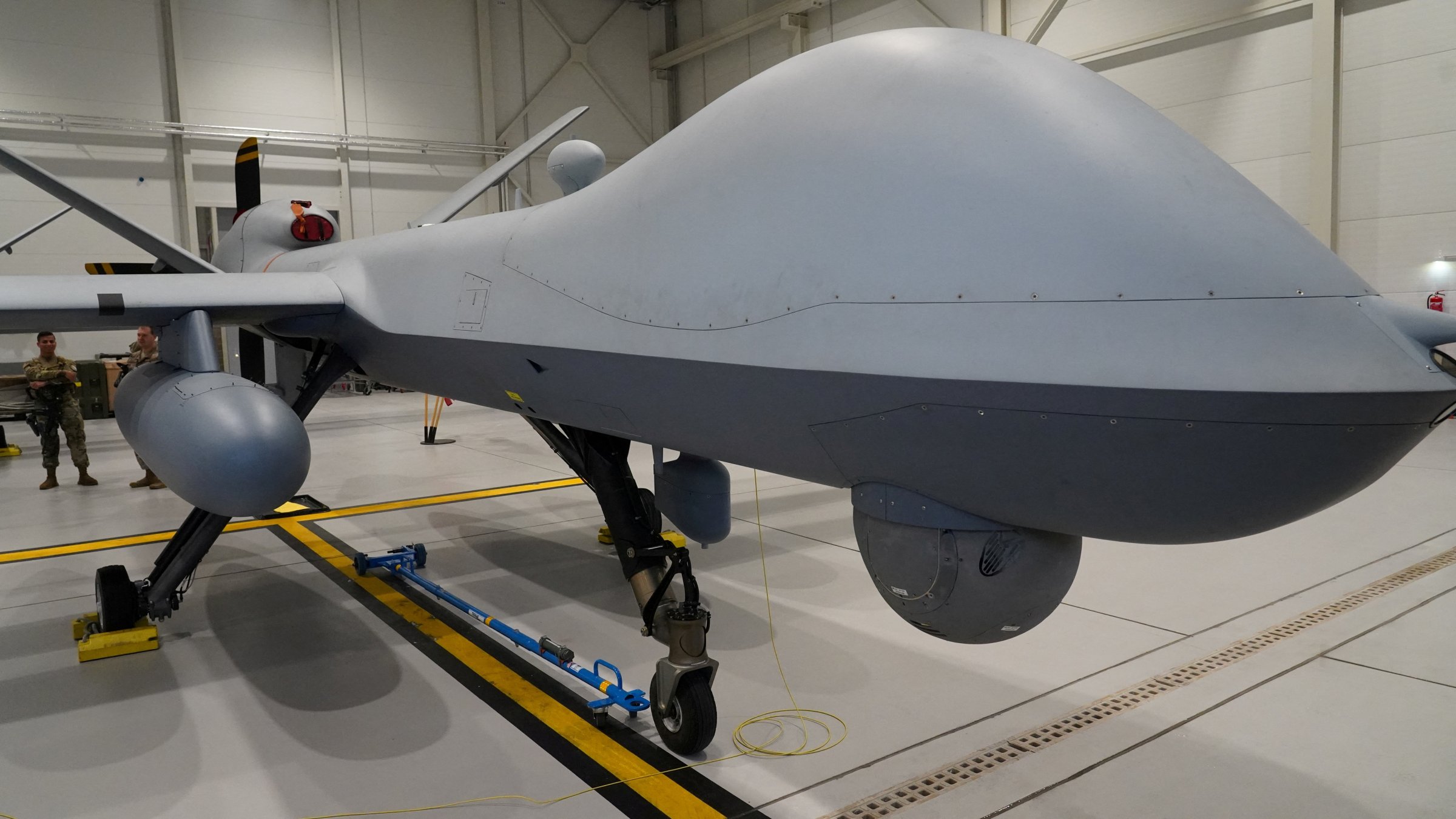 A U.S. Air Force MQ-9 Reaper drone sits in a hangar at Amari Air Base, Estonia, July 1, 2020. (Reuters Photo)