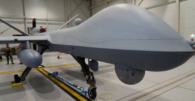 A U.S. Air Force MQ-9 Reaper drone sits in a hangar at Amari Air Base, Estonia, July 1, 2020. (Reuters Photo)