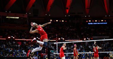 Türkiye’s Melissa Vargas plays in the final against Italy at the FIVB Women’s Volleyball World Championship in Bangkok, Thailand, Sept. 7, 2025. (AA Photo)