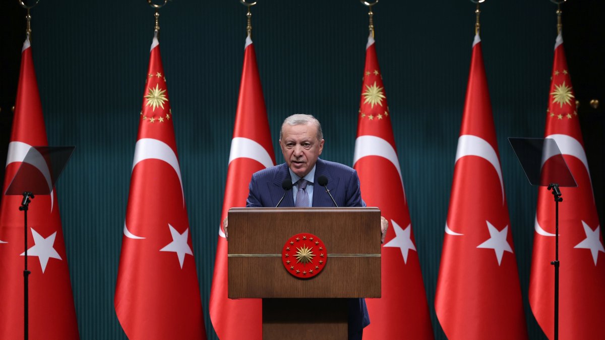 President Recep Tayyip Erdoğan speaks to reporters after a Cabinet meeting in the capital Ankara, Sept. 8, 2025. (AA Photo)