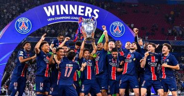 PSG players celebrate after beating Inter Milan during the UEFA Champions League final at Allianz Arena, Munich, Germany, May 31, 2025. (Getty Images Photo)
