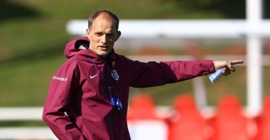 England manager Thomas Tuchel during training before the World Cup qualifiers match against Serbia at St. George&#039;s Park, Burton upon Trent, U.K., Sept. 8, 2025. (Reuters Photo)