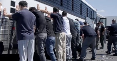 A still frame from a video shows an immigration raid at the Hyundai Motor Group&#039;s electric vehicle plant, Ellabell, Georgia, U.S., Sept. 4, 2025. (ICE Handout via EPA Photo)