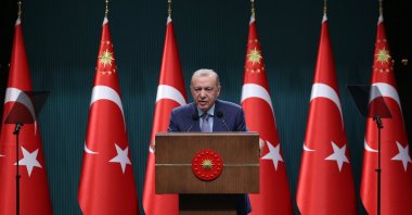 President Recep Tayyip Erdoğan speaks to reporters after a Cabinet meeting in the capital Ankara, Sept. 8, 2025. (AA Photo)