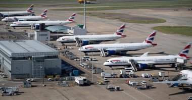 British Airways jets are seen at Heathrow Airport, London, U.K., June 13, 2021. (AFP File Photo)