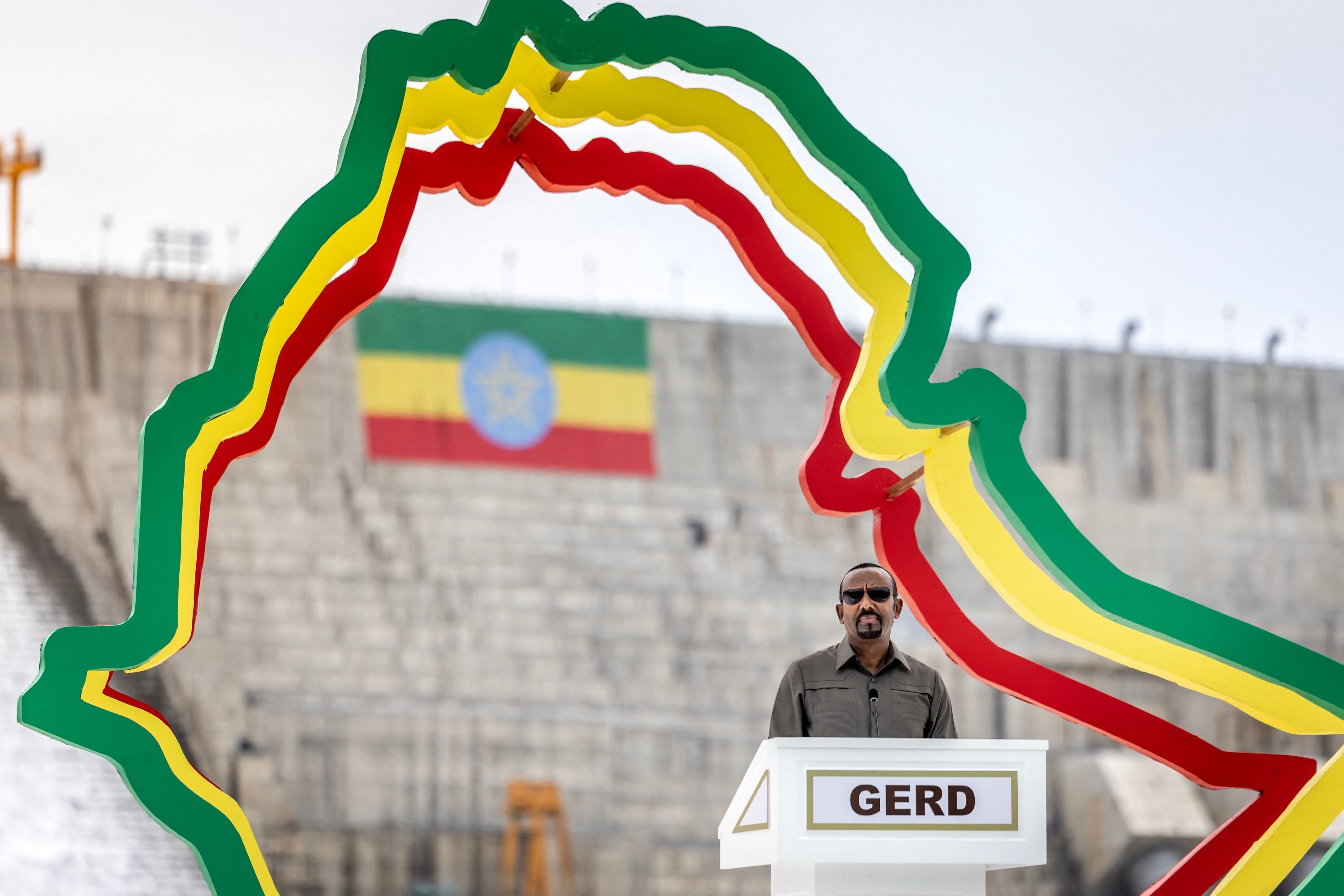 Etiyopya Başbakanı Abiy Ahmed, Grand Etiyopya Rönesans Barajı (GUB), Guba, Etiyopya, 9 Eylül 2025'in resmi açılış töreninde sözlerini verdi.