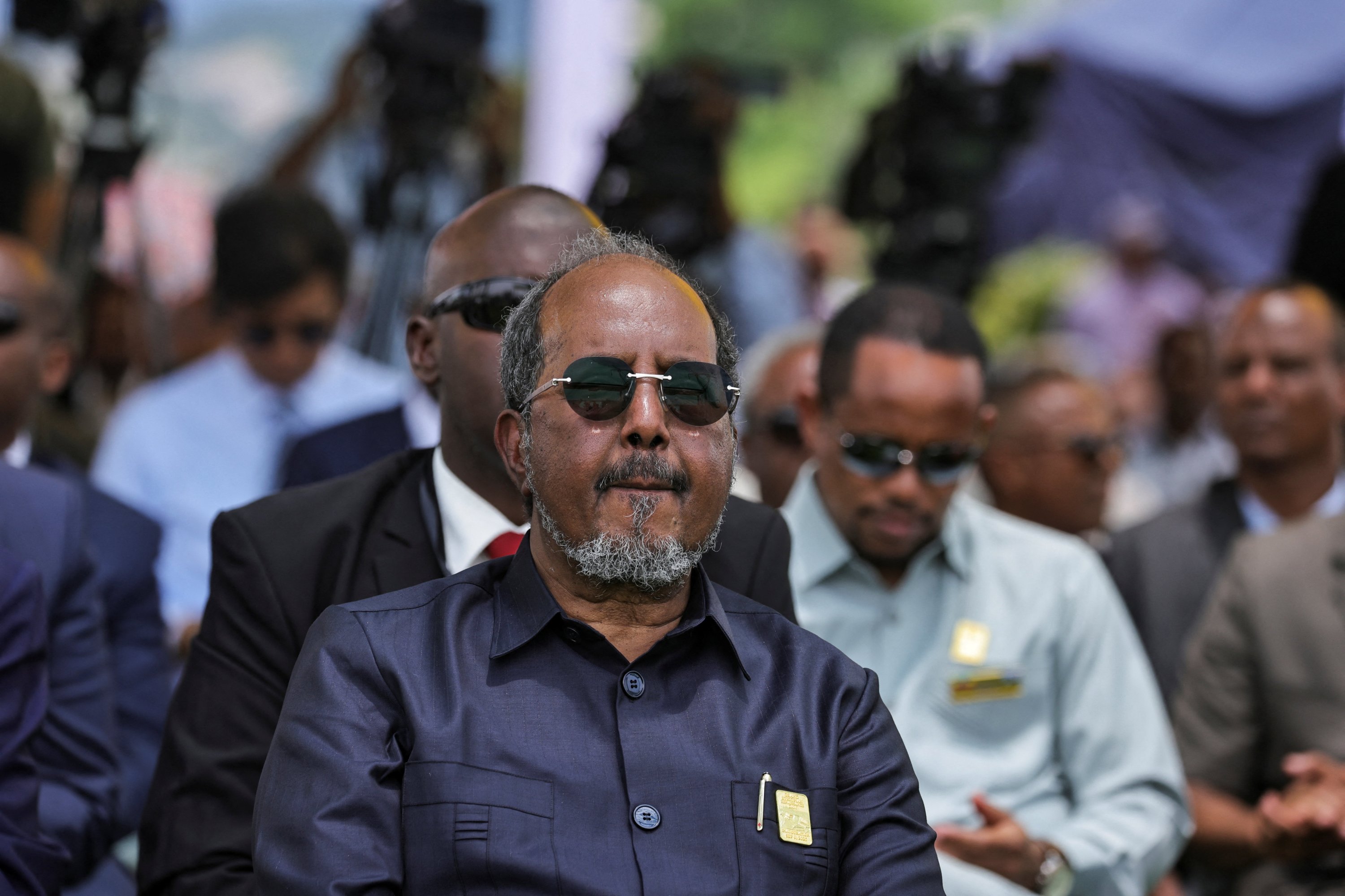 El presidente de Somalia, Hassan Sheikh Mohamud, asiste a la inauguración de la gran presa del Renacimiento Etiopí (ERGE) construido a lo largo del Nilo Azul durante su inauguración, Guba, Región de Benishangul-Gumuz, Etiopía, 9 de septiembre de 2025. (Foto de Reuters)