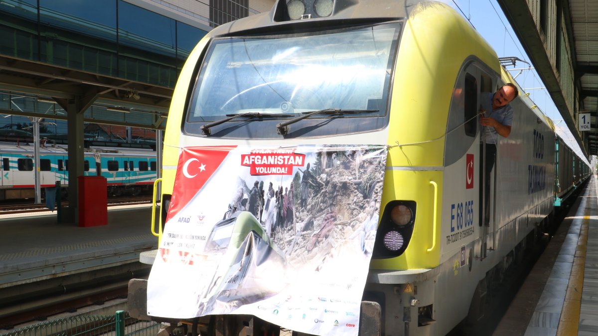 A view of the &#039;&#039;kindness train&#039;&#039; that departs from Ankara to Afghanistan, Ankara, Türkiye, Sept. 9, 2025. (IHA Photo)