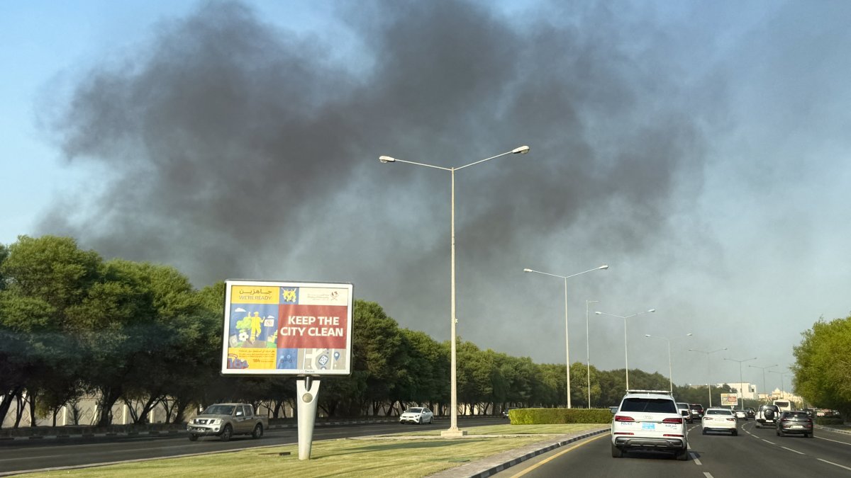 Smoke rises after several blasts were heard in Doha, Qatar, Sept. 9, 2025. (Reuters Photo)