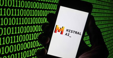 This picture shows the Mistral AI logo on a smartphone, Mulhouse, France, March 25, 2024. (AFP Photo)