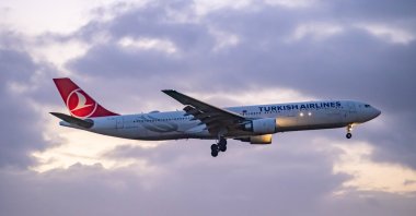 A Turkish Airlines Airbus A330 wide-body aircraft is seen landing at Amsterdam Schiphol Airport, the Netherlands, Jan. 5, 2022. (Reuters Photo)