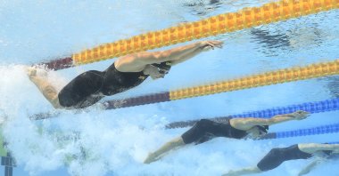 Hungary's Katinka Hosszu competes in the Women's 200m Individual Medley heats on Day 5 of the European Aquatics Championships Rome 2022 at the Stadio del Nuoto, Rome, Italy, Aug. 15, 2022. (Getty Images Photo)