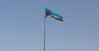 The flag of Azerbaijan is waves, Nakhchivan, Azerbaijan, Aug. 13, 2025. (İHA Photo)