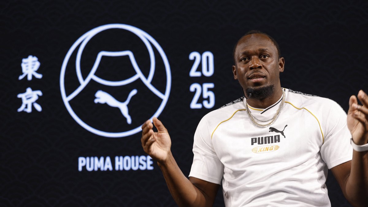 Usain Bolt speaks during a Puma event ahead of the World Athletics Championships, Tokyo, Japan, Sept. 11, 2025. (Reuters Photo)