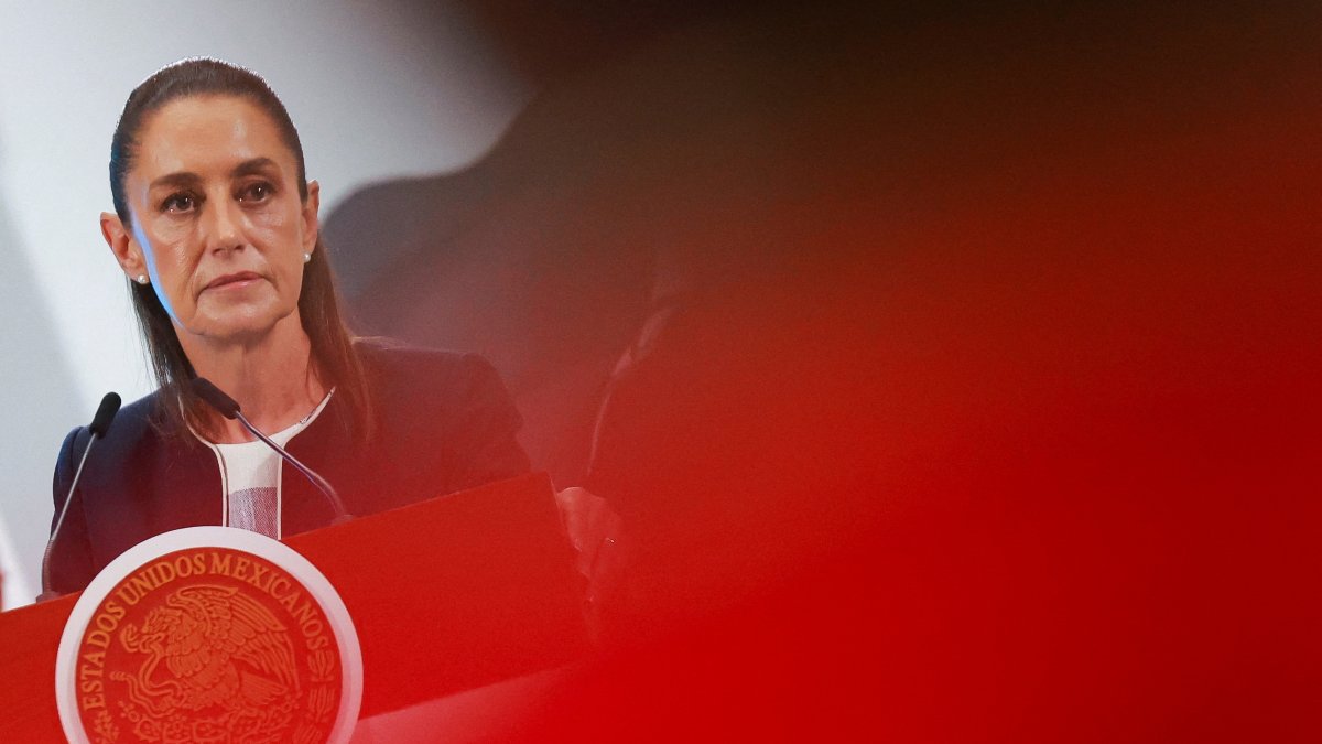 Mexico&#039;s President Claudia Sheinbaum holds her regular press conference at the National Palace, in Mexico City, Mexico, July 14, 2025. (Reuters Photo)
