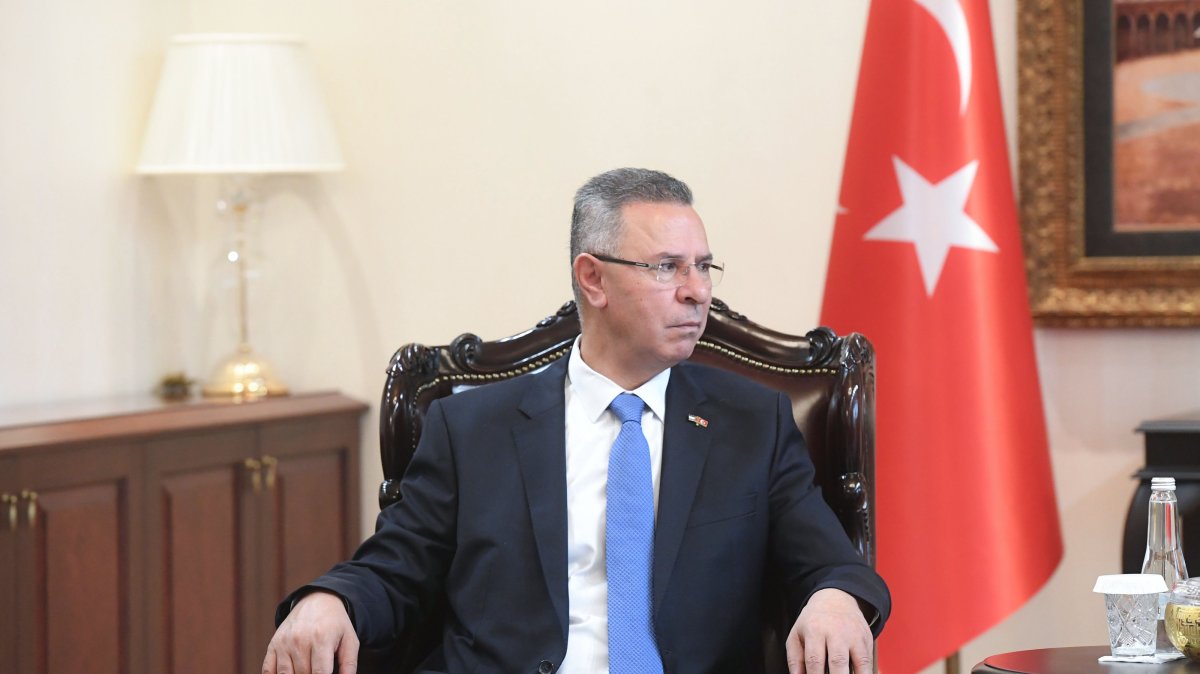 Palestine's Ambassador in Ankara, Faed Mustafa, pays a farewell visit to the Religious Affairs Directorate in Ankara, Sept. 10, 2025. (AA Photo)