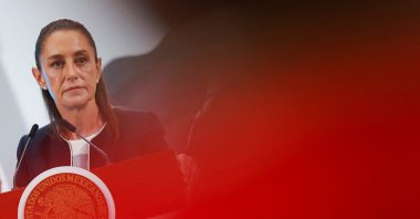 Mexico&#039;s President Claudia Sheinbaum holds her regular press conference at the National Palace, in Mexico City, Mexico, July 14, 2025. (Reuters Photo)