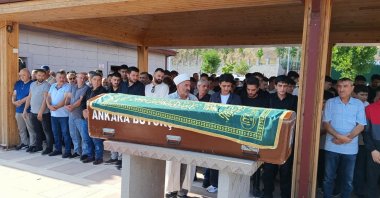People attend funeral prayers for Fatih Acacı, a child murdered by a 15-year-old suspect, in Ankara, Türkiye, Sept. 9, 2025. (AA Photo)