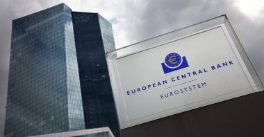 The European Central Bank (ECB) is pictured before a news conference following the meeting of the governing council of the ECB in Frankfurt, Germany, Sept. 11, 2025. (AFP Photo)