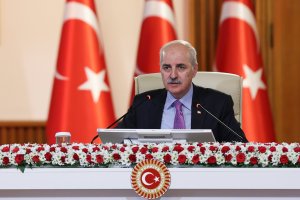 Turkish Parliament Speaker Numan Kurtulmuş chairs a meeting of the Terror-Free Türkiye committee in Ankara, Aug. 19, 2025. (AA Photo)