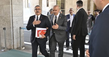 The Justice and Development Party (AK Party) Deputy Chairman and Hatay lawmaker Hüseyin Yayman (L) attends a meeting of the National Solidarity, Brotherhood and Democracy Committee, established to advance “terror-free Türkiye,&quot; in Ankara, Türkiye, Sept. 11, 2025. (AA Photo)
