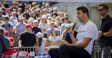 Charlie Kirk speaks before he is shot during Turning Point&#039;s visit to Utah Valley University in Orem, Utah, Sept. 10, 2025. (AP Photo)