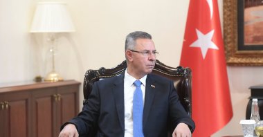 Palestine's Ambassador in Ankara, Faed Mustafa, pays a farewell visit to the Religious Affairs Directorate in Ankara, Sept. 10, 2025. (AA Photo)