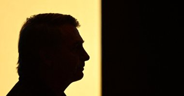 Silhouette of former Brazilian President Jair Bolsonaro taken during the first edition of the Liberal Party&#039;s Communication Seminar, Brasilia, Brazil, Feb. 20, 2025. (AFP Photo)
