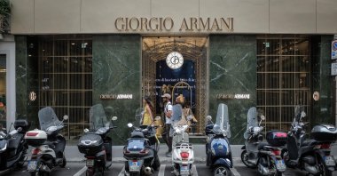 Armani stores closed as a sign of respect on the afternoon of the funeral of late Italian fashion designer Giorgio Armani, Milan, Italy, Sept. 8, 2025.
