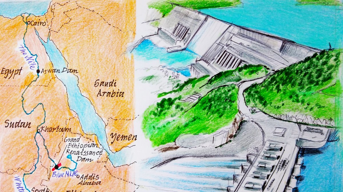 "The GERD is more than a structure; it is a flagship project and national symbol that signifies a profound shift in the region&#039;s geopolitical dynamics." (Illustration by Erhan Yalvaç)