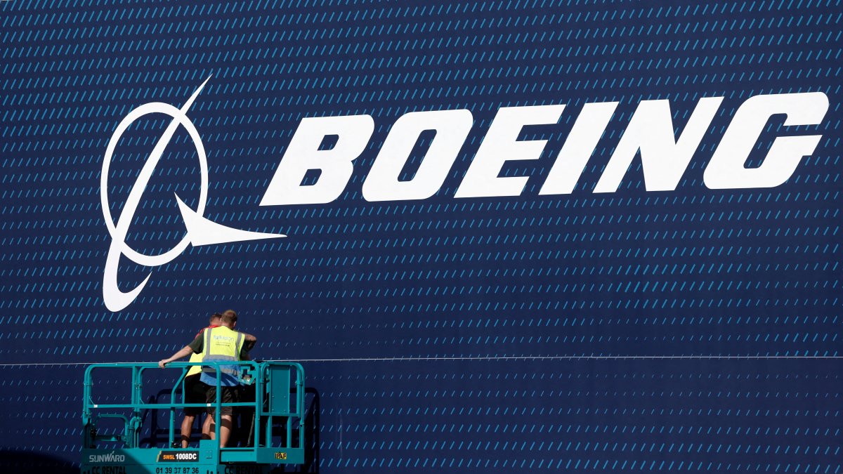 A Boeing logo is seen before the opening of the 55th International Paris Airshow at Le Bourget Airport near Paris, France, June 13, 2025. (Reuters Photo)