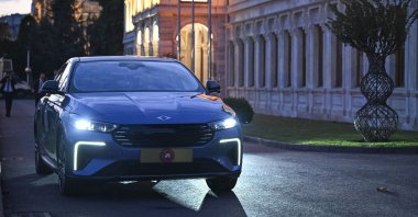 President Recep Tayyip Erdoğan was presented with TOGG&#039;s new model, the T10F, which has the presidential emblem on its license plate, Dolmabahçe, Istanbul, Türkiye, Sept. 12, 2025. (AA Photo)