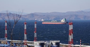 Fuga Bluemarine crude oil tanker lies at anchor near the terminal Kozmino in Nakhodka Bay near the port city of Nakhodka, Russia, Dec. 4, 2022. (Reuters Photo)