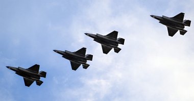 US Marines&#039; Lockheed Martin F-35 B jets arrive in formation at Jose Aponte de la Torre Airport, formerly Roosevelt Roads Naval Station, in Ceiba, Puerto Rico, Sept. 13, 2025. (AFP Photo)