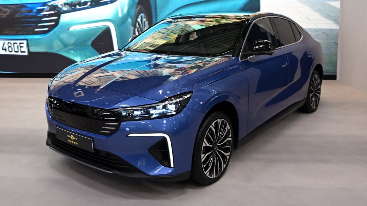 Togg&#039;s T10F electric sedan is displayed during the press and media day of the IAA Mobility auto show in Munich, Germany, Sept. 8, 2025. (Reuters Photo)