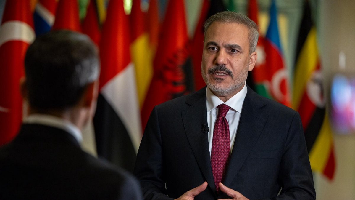 Turkish Foreign Minister Hakan Fidan speaks during an interview in Doha, Qatar, Sept. 15, 2025. (AA Photo)