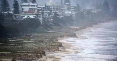 A general view of erosion at Miami Beach after the sand was washed away during Tropical Cyclone Alfred, the Gold Coast, Australia, March 9, 2025. (AFP photo)